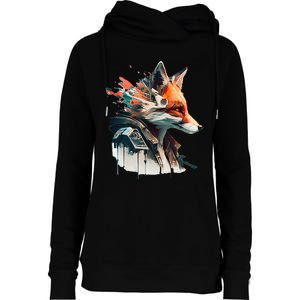 Fox Cunning Foxtail Fur funny animal lover Womens Funnel Neck Pullover Hood