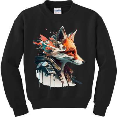 Fox Cunning Foxtail Fur funny animal lover Kids Sweatshirt