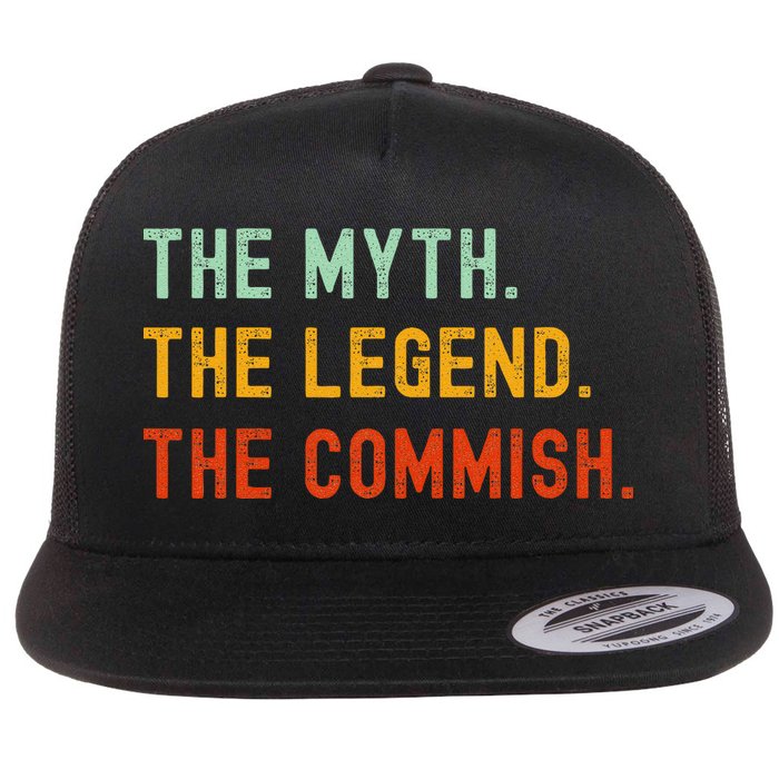 Funny Commish Fantasy Baseball Commissioner Sarcastic Flat Bill Trucker Hat