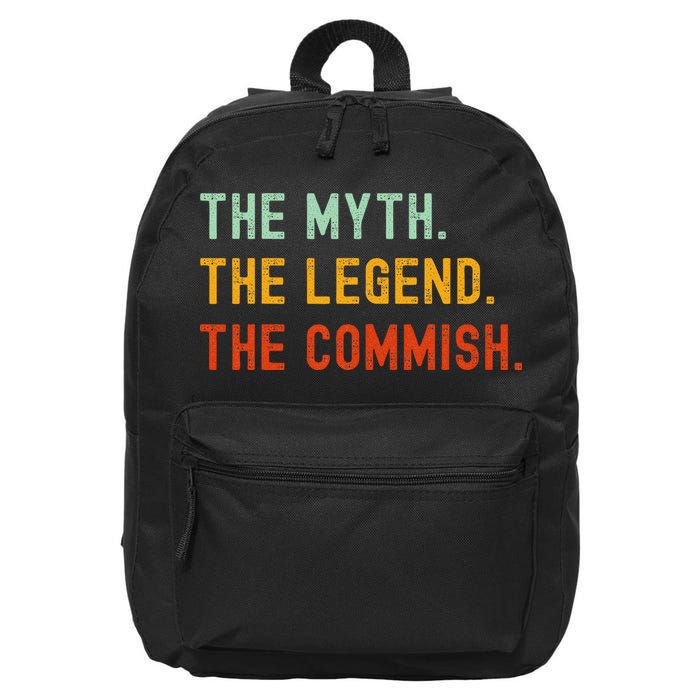 Funny Commish Fantasy Baseball Commissioner Sarcastic 16 in Basic Backpack