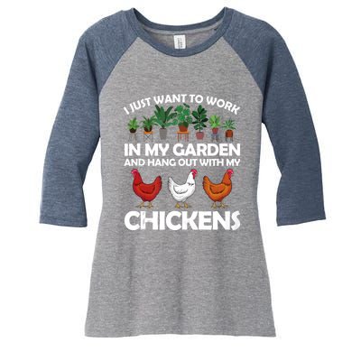 Funny Chicken For Men Women Gardening Chicken Lovers Garden Women's Tri-Blend 3/4-Sleeve Raglan Shirt