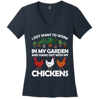 Funny Chicken For Men Women Gardening Chicken Lovers Garden Women's V-Neck T-Shirt