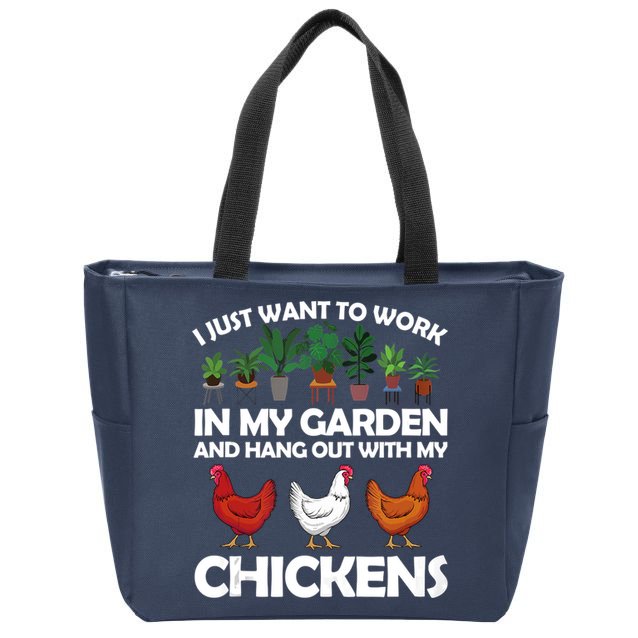 Funny Chicken For Men Women Gardening Chicken Lovers Garden Zip Tote Bag