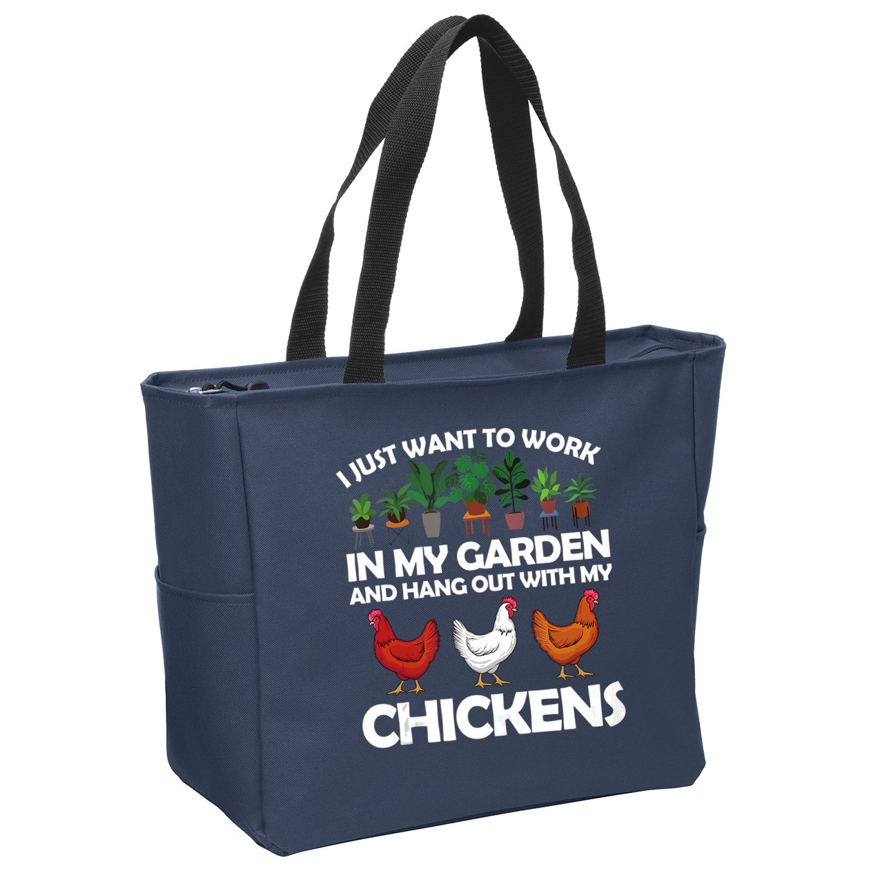 Funny Chicken For Men Women Gardening Chicken Lovers Garden Zip Tote Bag