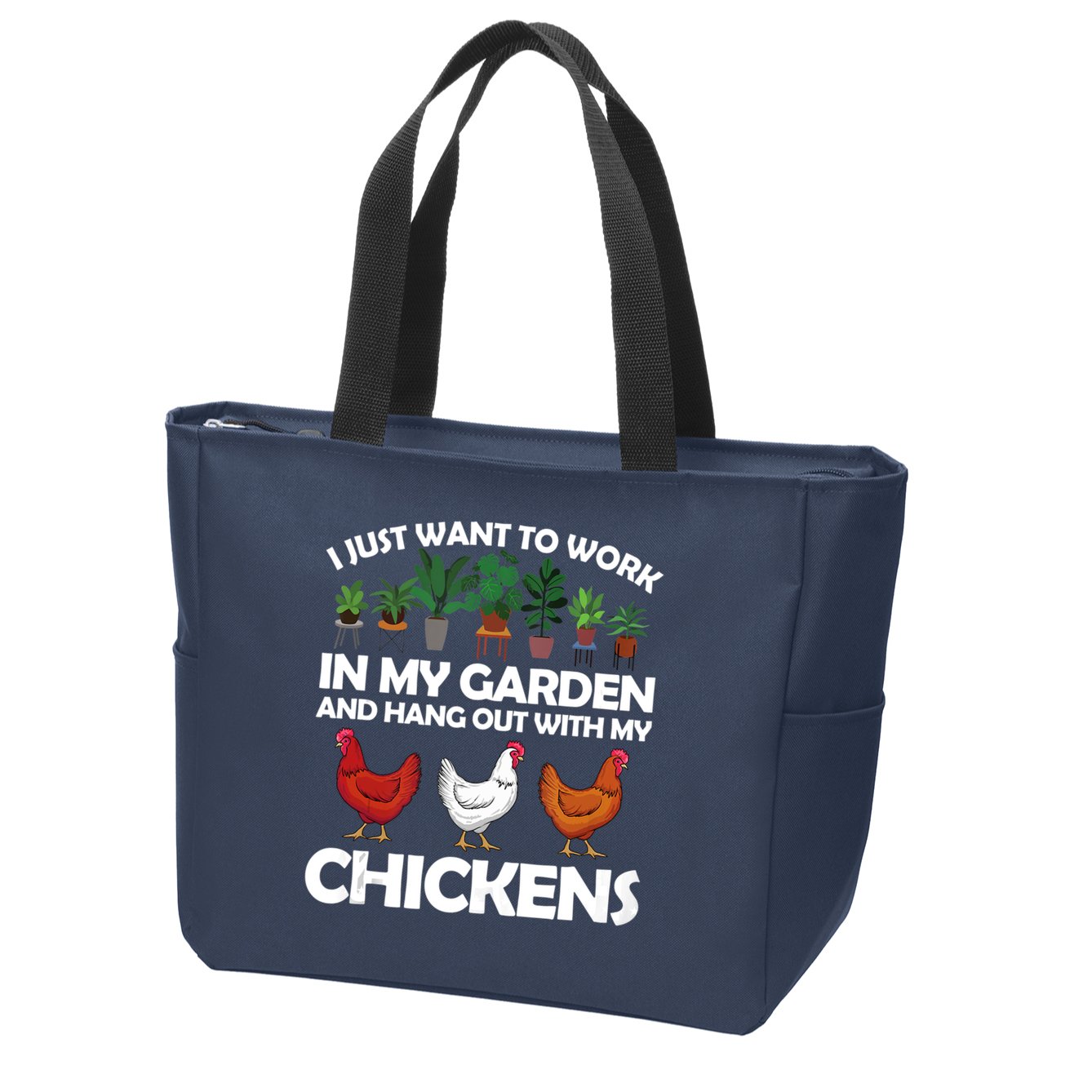 Funny Chicken For Men Women Gardening Chicken Lovers Garden Zip Tote Bag