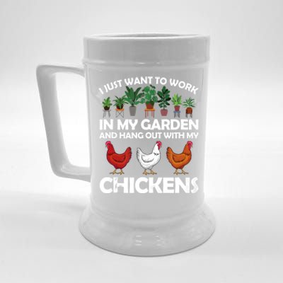 Funny Chicken For Men Women Gardening Chicken Lovers Garden Beer Stein