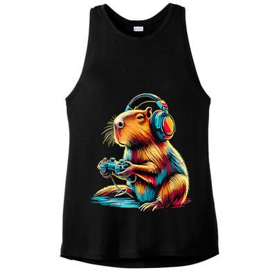 Funny Capybara Ladies PosiCharge Tri-Blend Wicking Tank