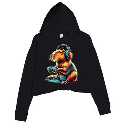 Funny Capybara Crop Fleece Hoodie