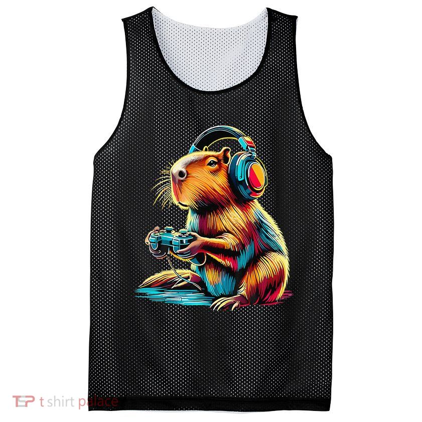 Funny Capybara Mesh Reversible Basketball Jersey Tank