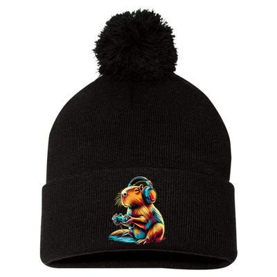 Funny Capybara Pom Pom 12in Knit Beanie