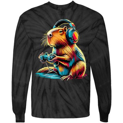 Funny Capybara Tie-Dye Long Sleeve Shirt