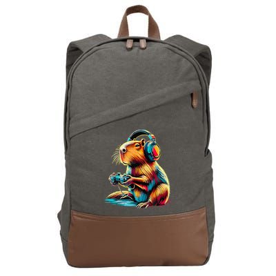 Funny Capybara Cotton Canvas Backpack