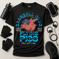 Fall City Flying Pigs Retro Minor League Baseball Team Cooling Performance Crew T-Shirt