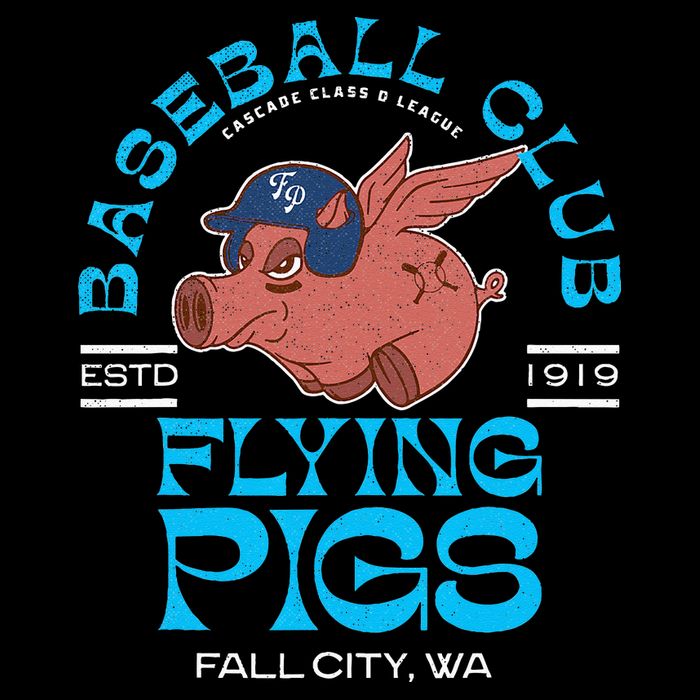 Fall City Flying Pigs Retro Minor League Baseball Team Cooling Performance Crew T-Shirt