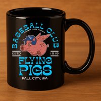 Fall City Flying Pigs Retro Minor League Baseball Team 11oz C Handle Ceramic Mug