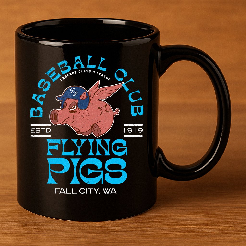 Fall City Flying Pigs Retro Minor League Baseball Team 11oz C Handle Ceramic Mug