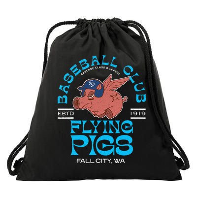 Fall City Flying Pigs Retro Minor League Baseball Team Drawstring Bag