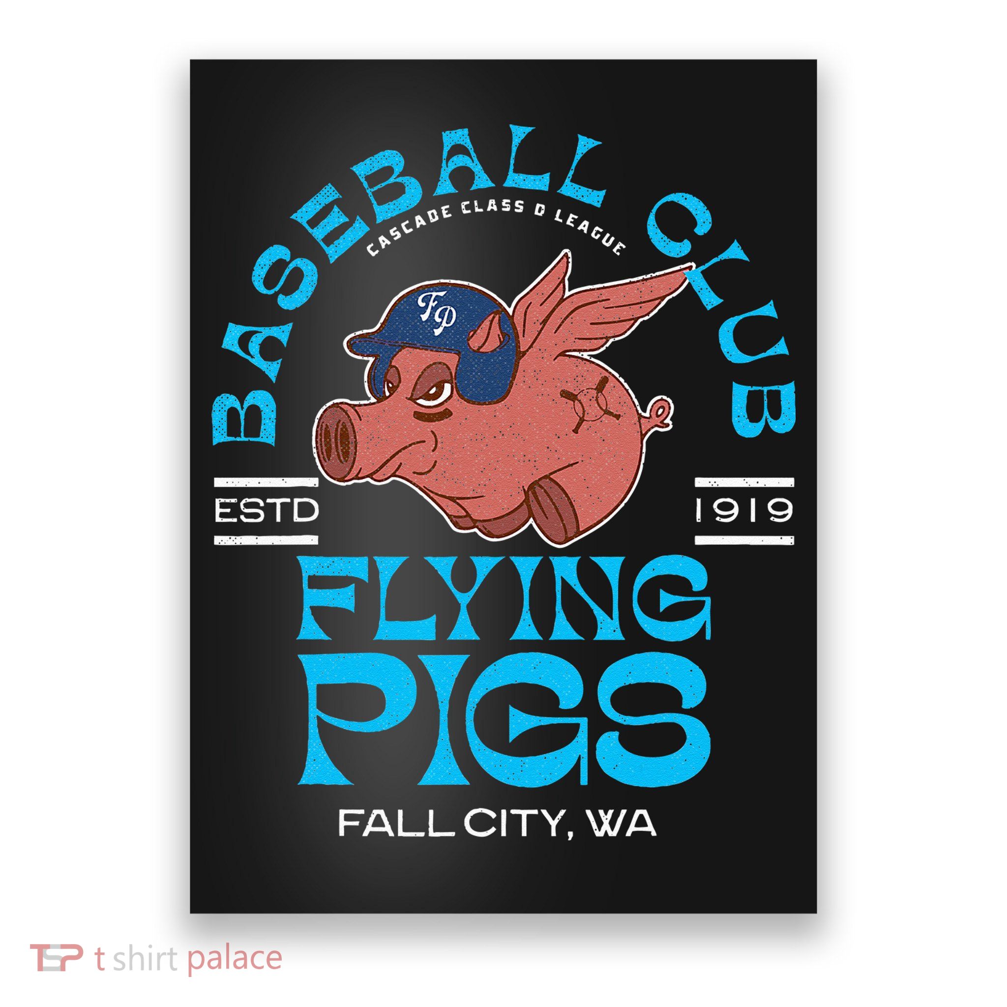 Fall City Flying Pigs Retro Minor League Baseball Team Poster
