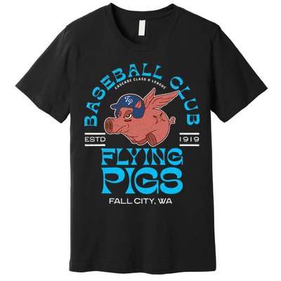 Fall City Flying Pigs Retro Minor League Baseball Team Premium T-Shirt