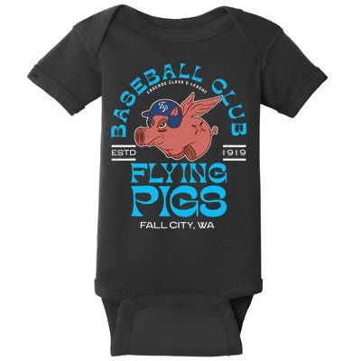 Fall City Flying Pigs Retro Minor League Baseball Team Baby Bodysuit