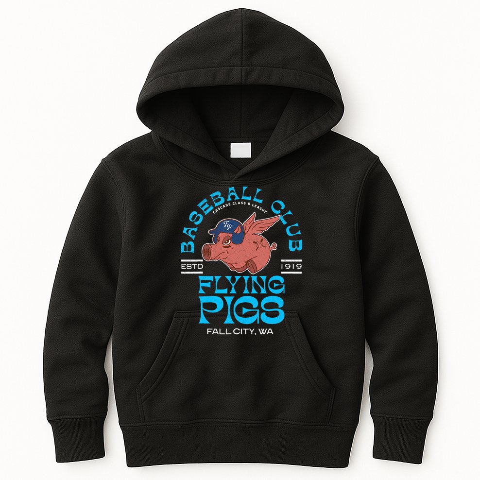 Fall City Flying Pigs Retro Minor League Baseball Team Kids Hoodie