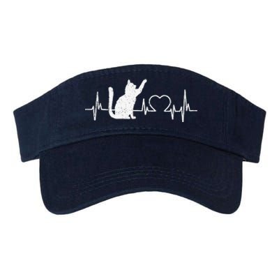 Funny Cat For Women Meowy Cute Cat Lover Heartbeat Valucap Bio-Washed Visor