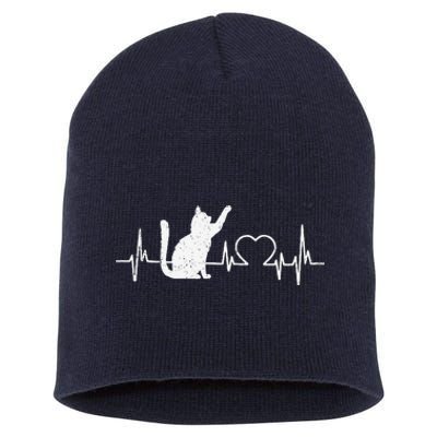 Funny Cat For Women Meowy Cute Cat Lover Heartbeat Short Acrylic Beanie