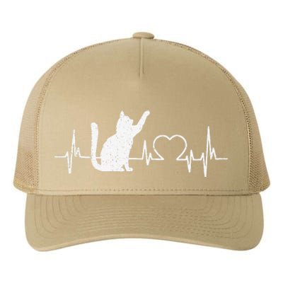 Funny Cat For Women Meowy Cute Cat Lover Heartbeat Yupoong Adult 5-Panel Trucker Hat