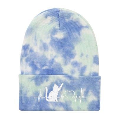 Funny Cat For Women Meowy Cute Cat Lover Heartbeat Tie Dye 12in Knit Beanie