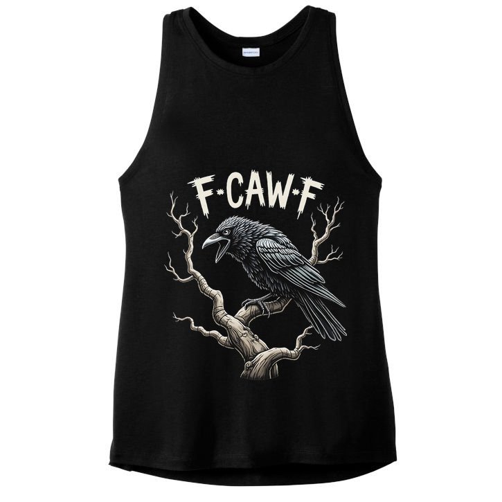 F Caw F Funny Raven Crow Vintage Gothic Bird Pun Ladies PosiCharge Tri-Blend Wicking Tank