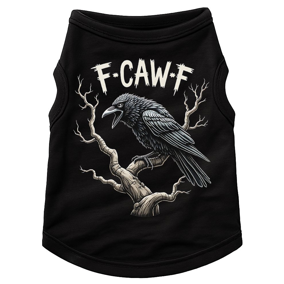 F Caw F Funny Raven Crow Vintage Gothic Bird Pun Doggie Tank