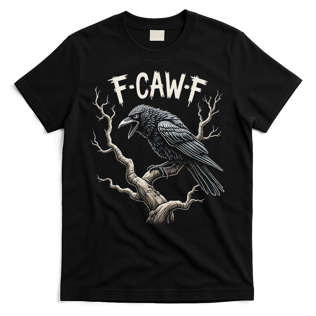 F Caw F Funny Raven Crow Vintage Gothic Bird Pun T-Shirt