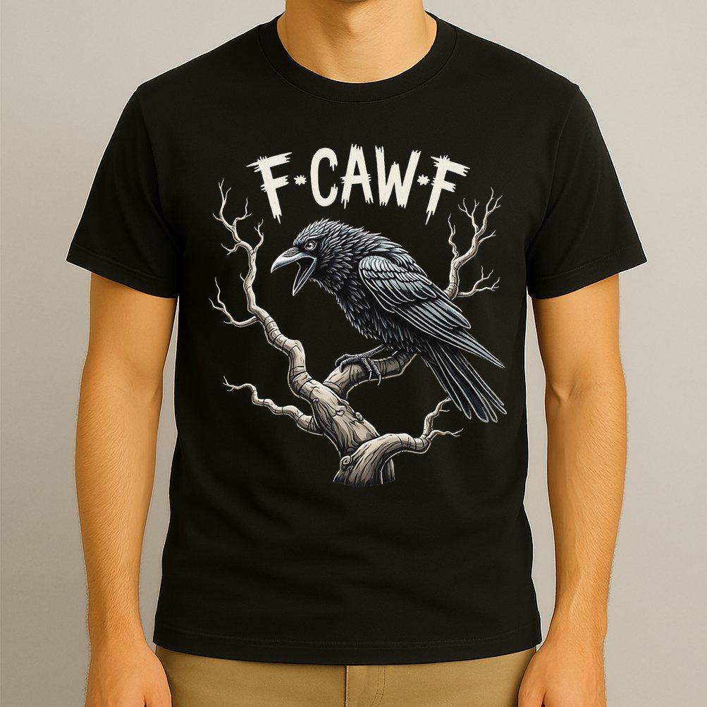 F Caw F Funny Raven Crow Vintage Gothic Bird Pun T-Shirt