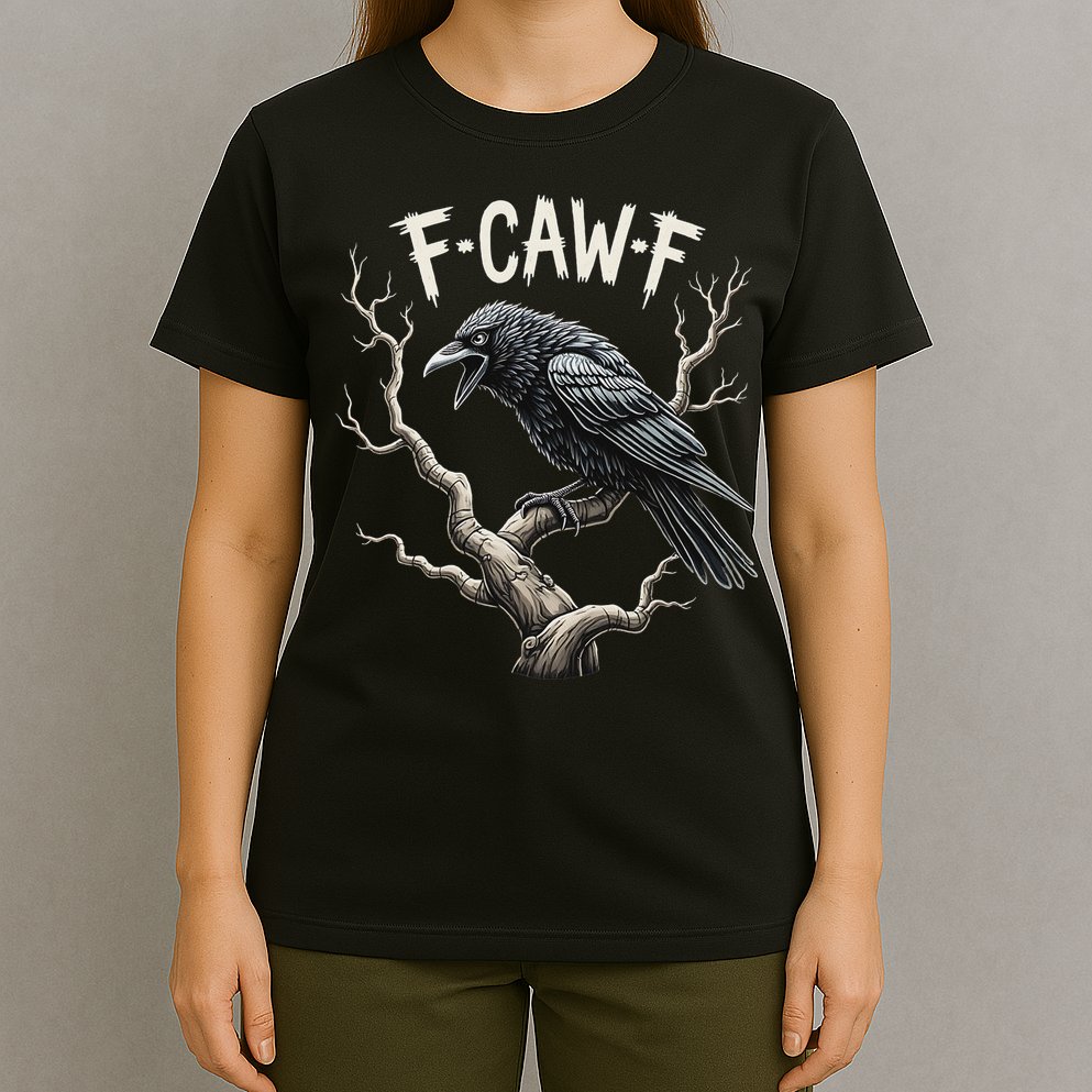F Caw F Funny Raven Crow Vintage Gothic Bird Pun T-Shirt