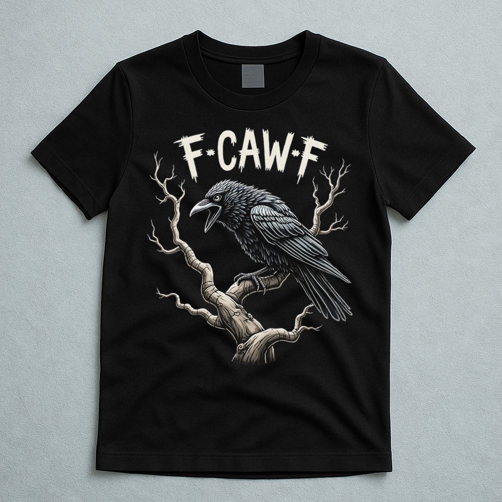 F Caw F Funny Raven Crow Vintage Gothic Bird Pun T-Shirt