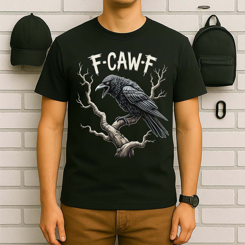 F Caw F Funny Raven Crow Vintage Gothic Bird Pun T-Shirt