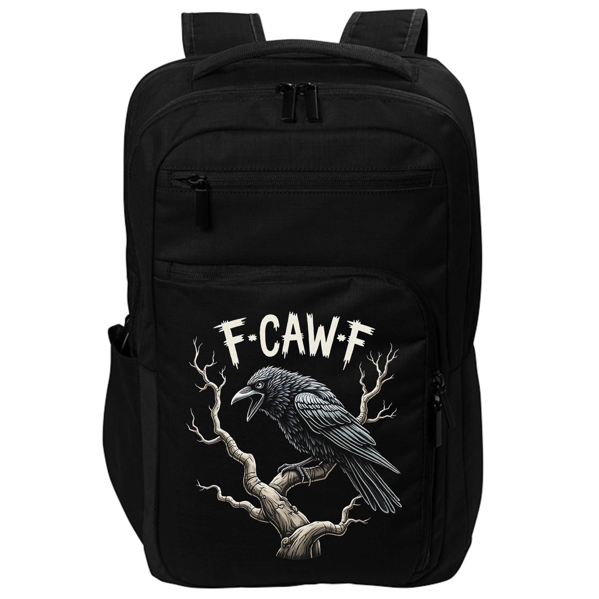 F Caw F Funny Raven Crow Vintage Gothic Bird Pun Impact Tech Backpack