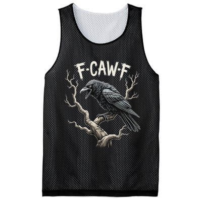 F Caw F Funny Raven Crow Vintage Gothic Bird Pun Mesh Reversible Basketball Jersey Tank