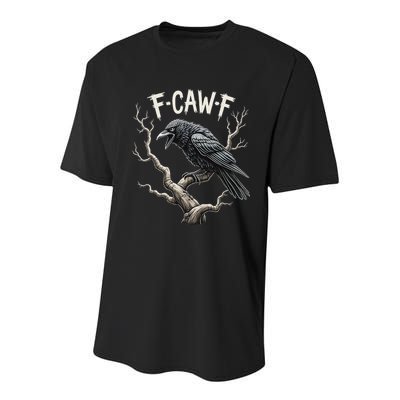 F Caw F Funny Raven Crow Vintage Gothic Bird Pun Youth Performance Sprint T-Shirt