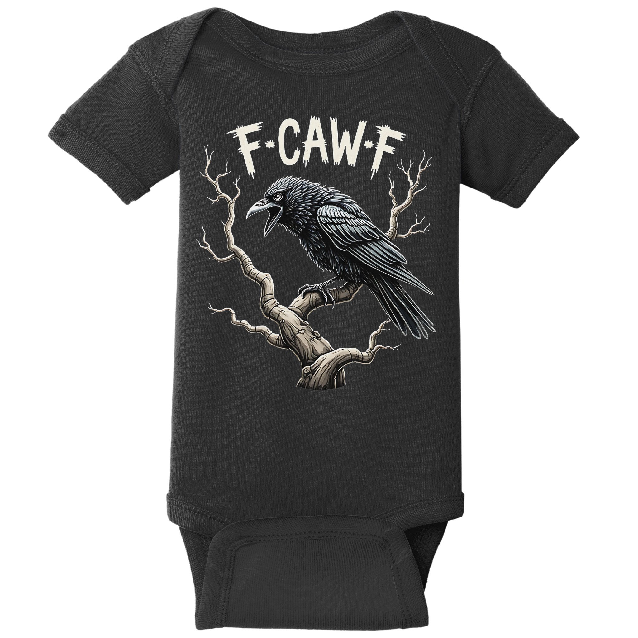 F Caw F Funny Raven Crow Vintage Gothic Bird Pun Baby Bodysuit