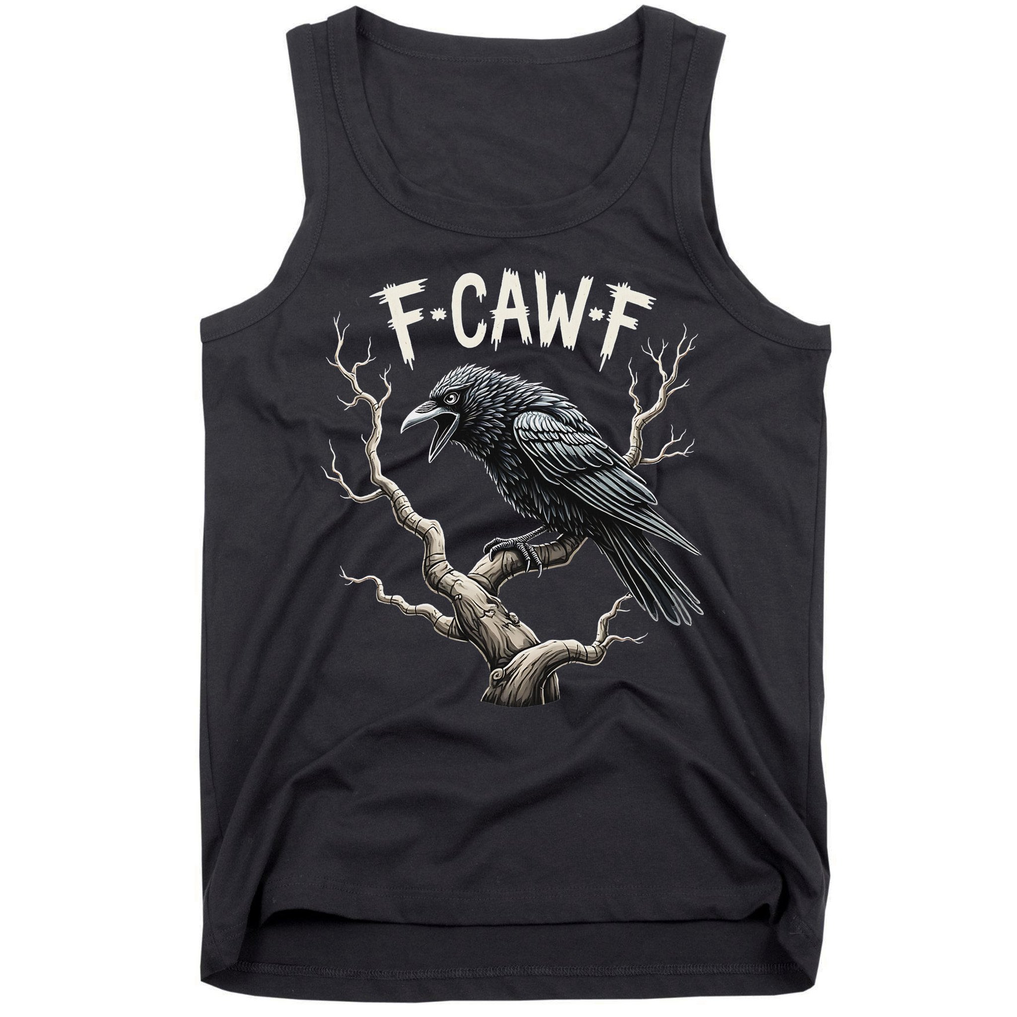 F Caw F Funny Raven Crow Vintage Gothic Bird Pun Tank Top