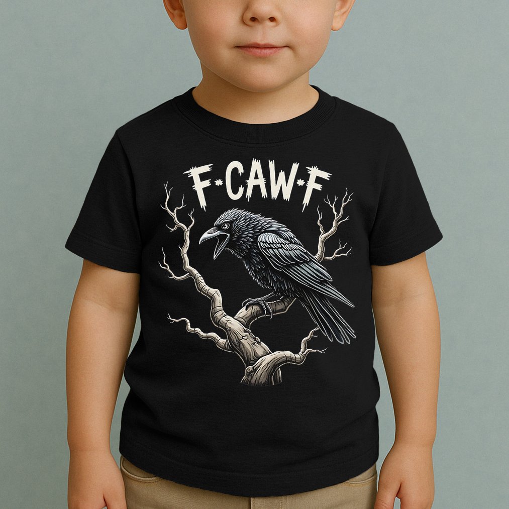 F Caw F Funny Raven Crow Vintage Gothic Bird Pun Toddler T-Shirt