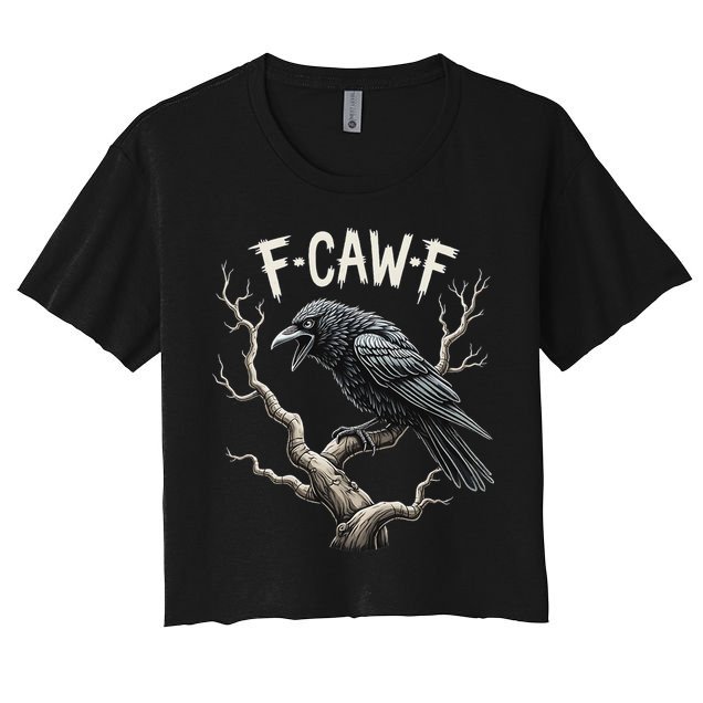 F Caw F Funny Raven Crow Vintage Gothic Bird Pun Crop Top
