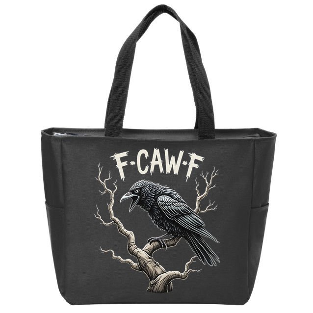 F Caw F Funny Raven Crow Vintage Gothic Bird Pun Zip Tote Bag