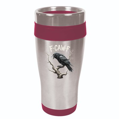 F Caw F Funny Raven Crow Vintage Gothic Bird Pun 16oz Travel Tumbler