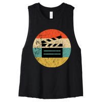 Filmmaker Clapboard Film Director Lover Retro Vintage Sunset Women's Racerback Cropped Tank