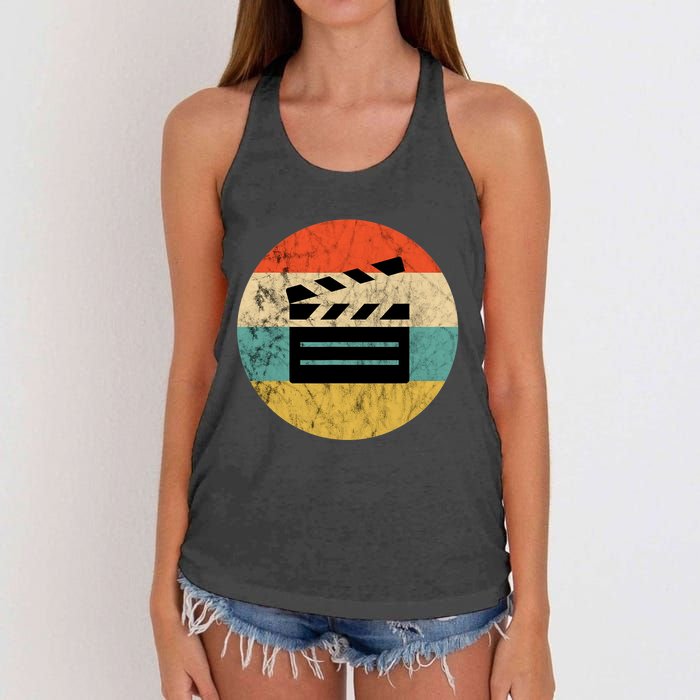 Filmmaker Clapboard Film Director Lover Retro Vintage Sunset Women's Knotted Racerback Tank