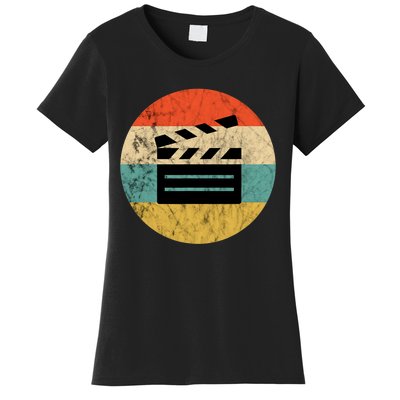 Filmmaker Clapboard Film Director Lover Retro Vintage Sunset Women's T-Shirt