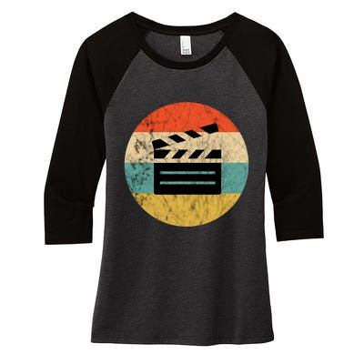 Filmmaker Clapboard Film Director Lover Retro Vintage Sunset Women's Tri-Blend 3/4-Sleeve Raglan Shirt