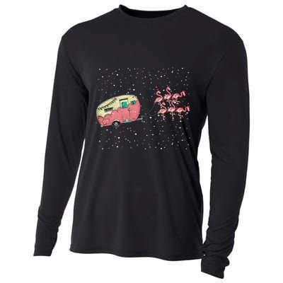 Flamingos Camper Funny Christmas Gift For Camping Lovers Cute Gift Cooling Performance Long Sleeve Crew